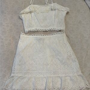 Elegant White Lace Skirt Set